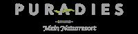 Puradies-Logo in Grau mit grünem Akzent, Naturresort Leogang