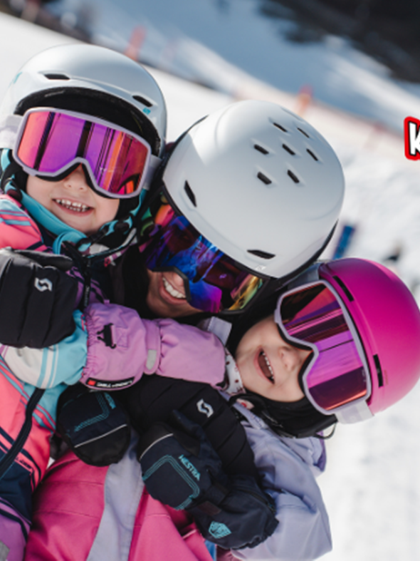 Children with Ski Helmets at Children with ski helmets at Kids on Ski, Naturresort Puradies in Leogang